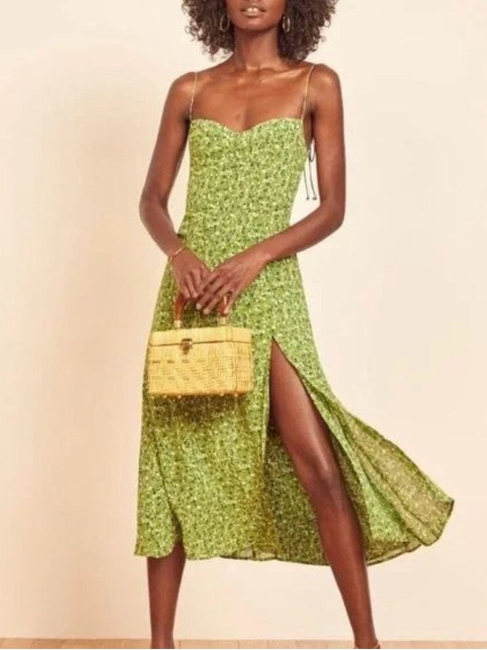 Reformation Juliette Dress Samantha Green Floral Midi Size 4